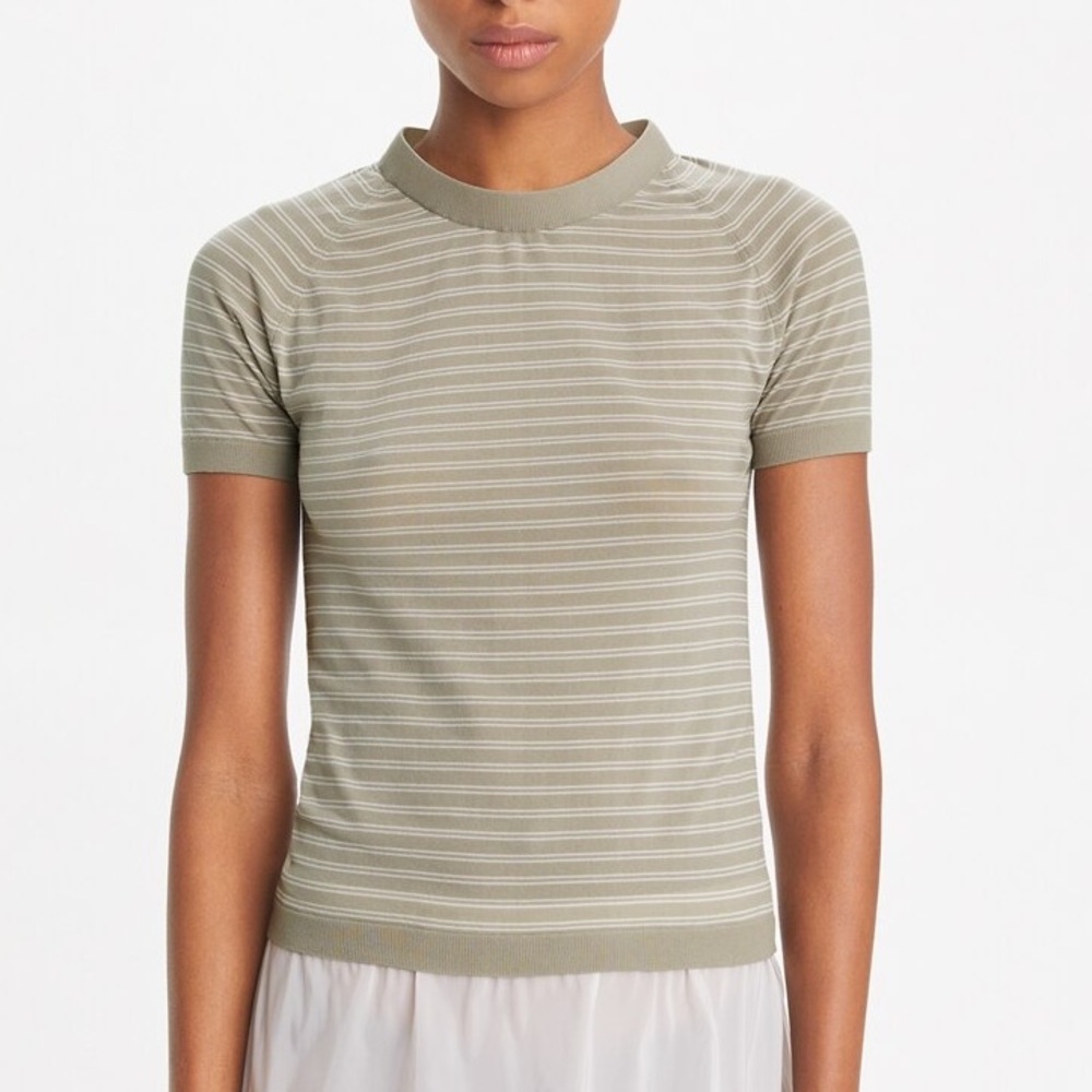 NWT Tory Burch Striped Nylon Mockneck Top